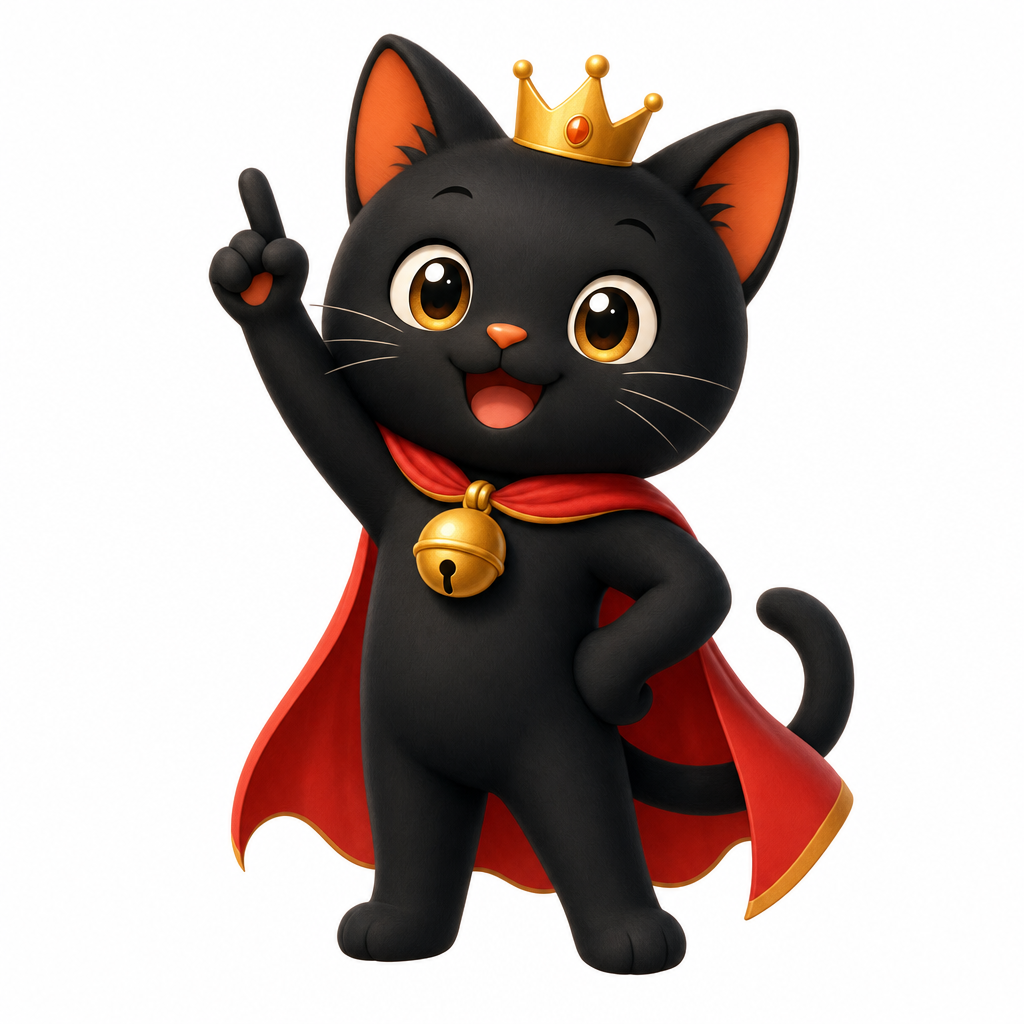 案内する黒いねこのキャラクター
