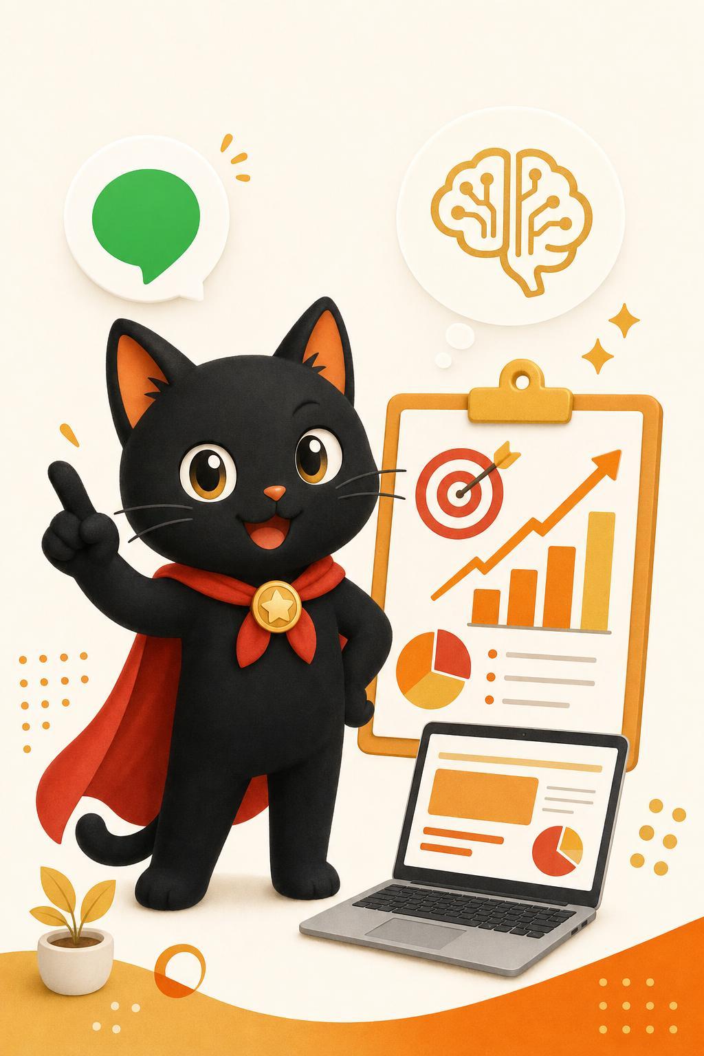 マーケティングの流れを整理するねこ屋のビジュアル